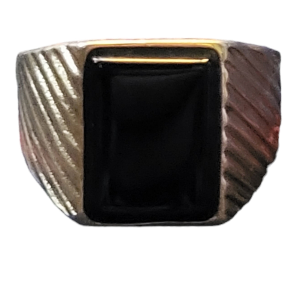 Black Onyx Ring, Mens Black OnyxRing, Square Black Gemstone MensRings, 925